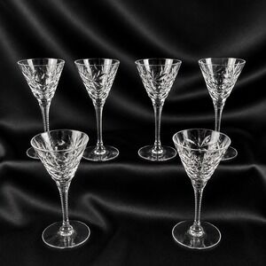 Seneca Stratford Crystal Sherry Glasses Set of 6 Signed Cut Glass Stem 476